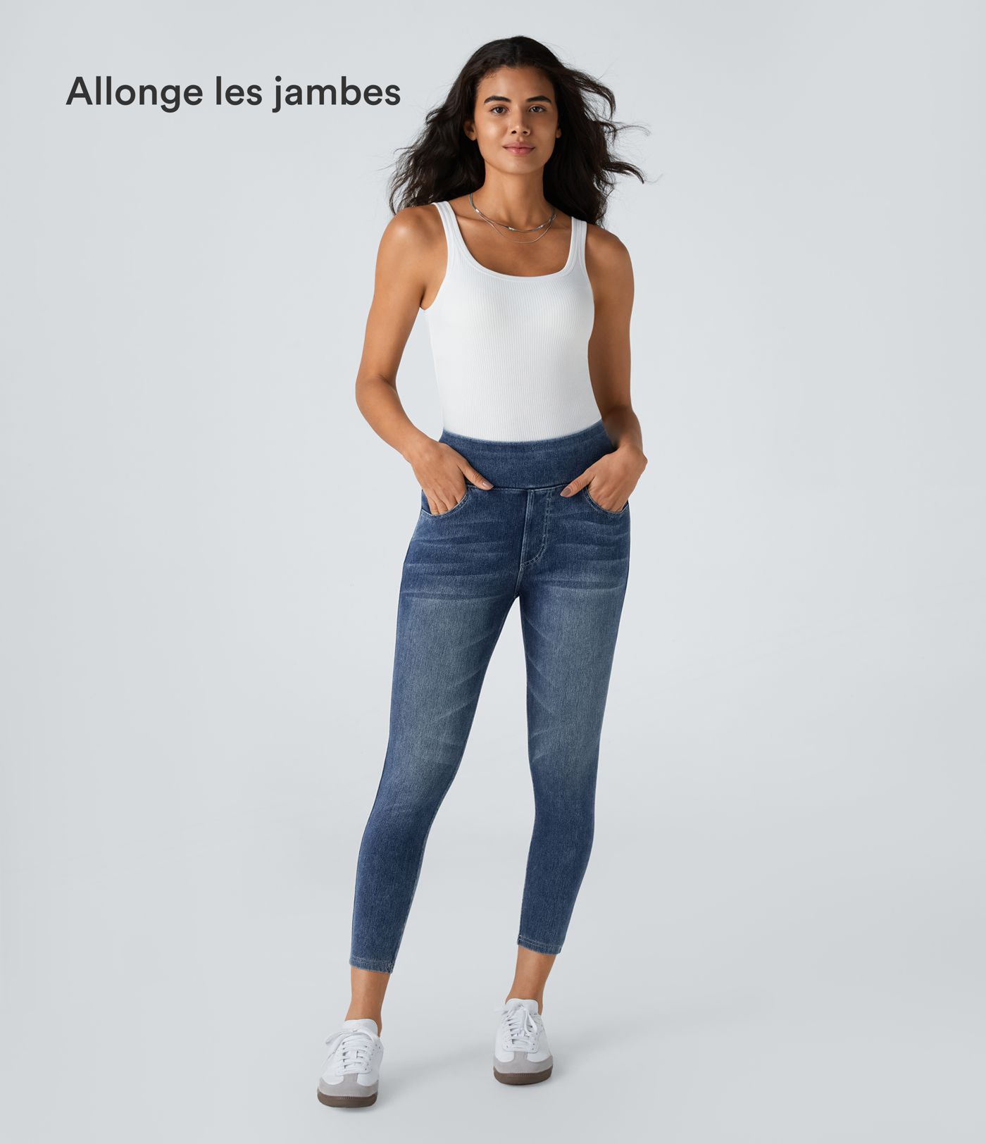 Leggings 7/8 décontractés en denim taille haute avec poches Halara Flex™