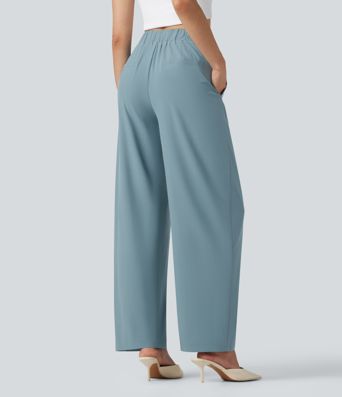 Breezeful™ Asymmetric Mid Rise Barrel Leg Quick Dry Work Pants with Pockets