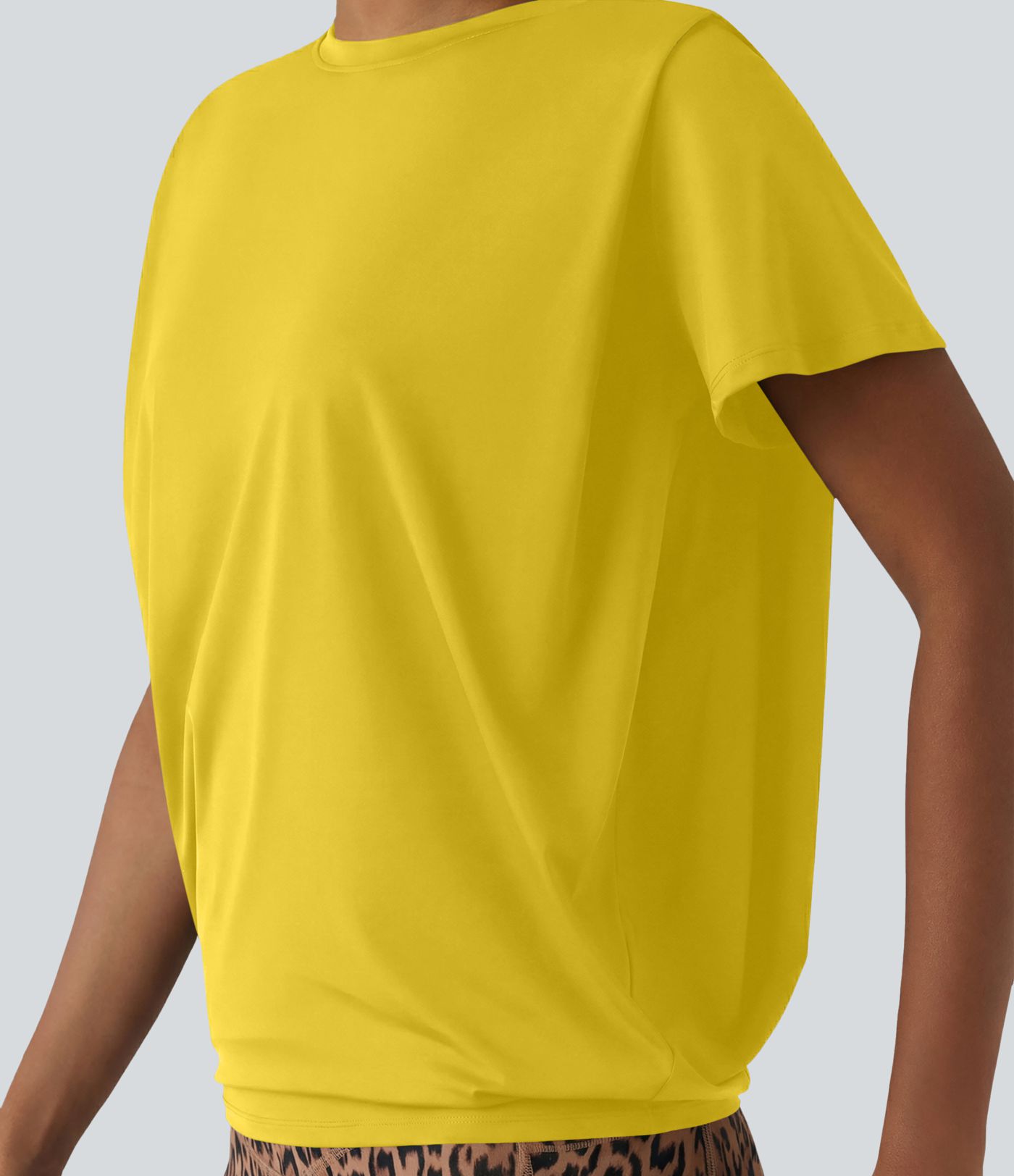 Haut de sport col rond manches courtes toucher frais avec fronces – UPF 50+