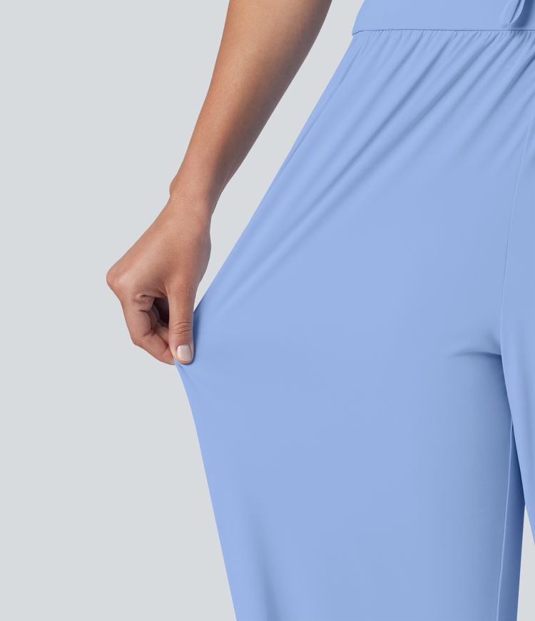 Workout-Joggers mit hohem Bund, Seitentaschen, Kordelzug, Cool-Touch und Schlitz - schnelltrocknend, UPF50+