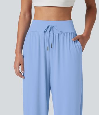 Workout-Joggers mit hohem Bund, Seitentaschen, Kordelzug, Cool-Touch und Schlitz - schnelltrocknend, UPF50+