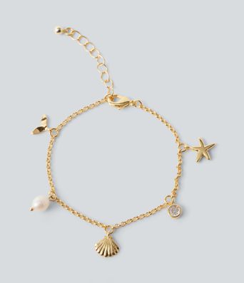 Sea Shell Charms and Pearl Bracelet