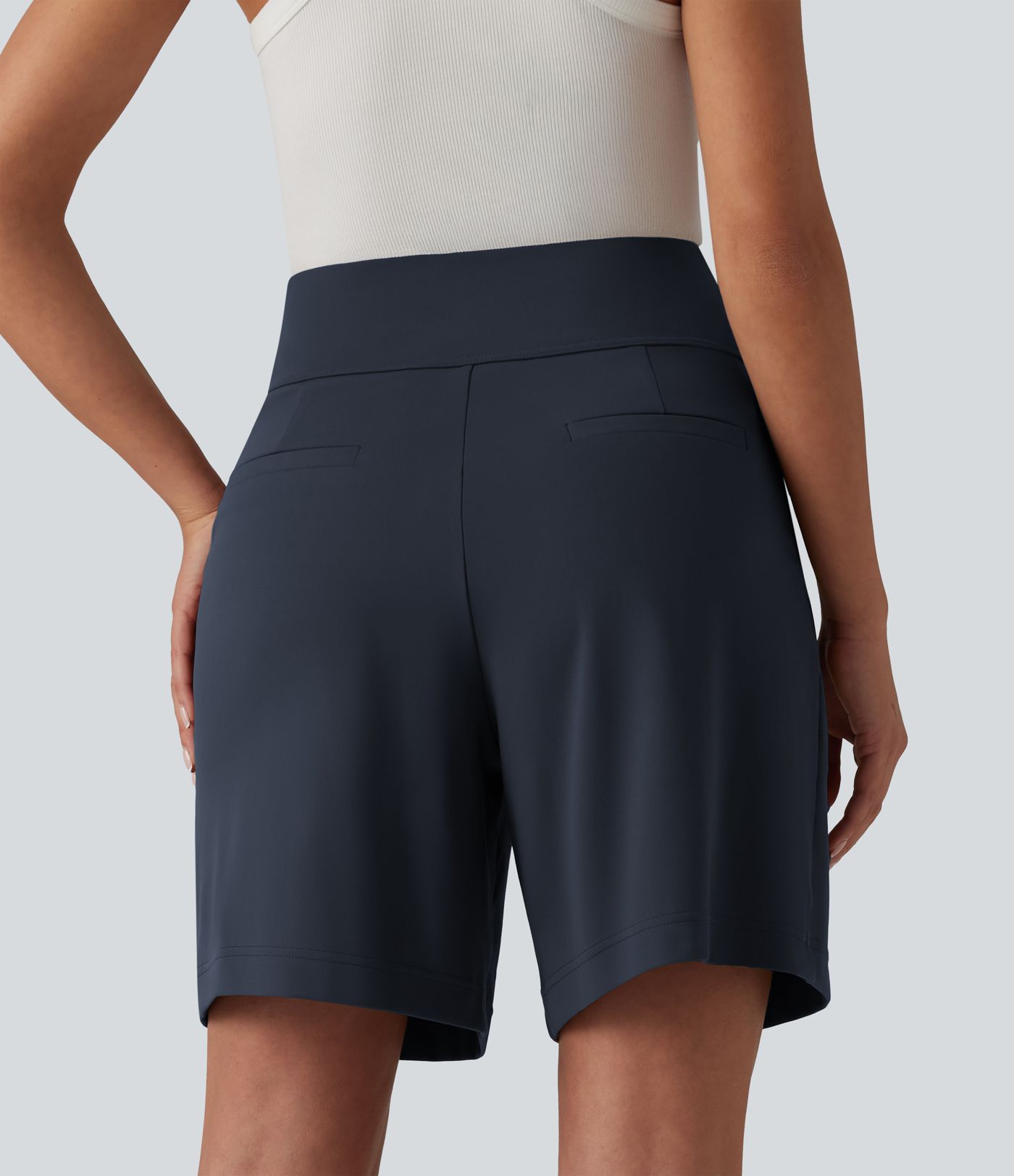 DayStretch High Waisted Work Baggy Shorts 7'' with Pockets