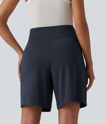 DayStretch High Waisted Work Baggy Shorts 7'' with Pockets