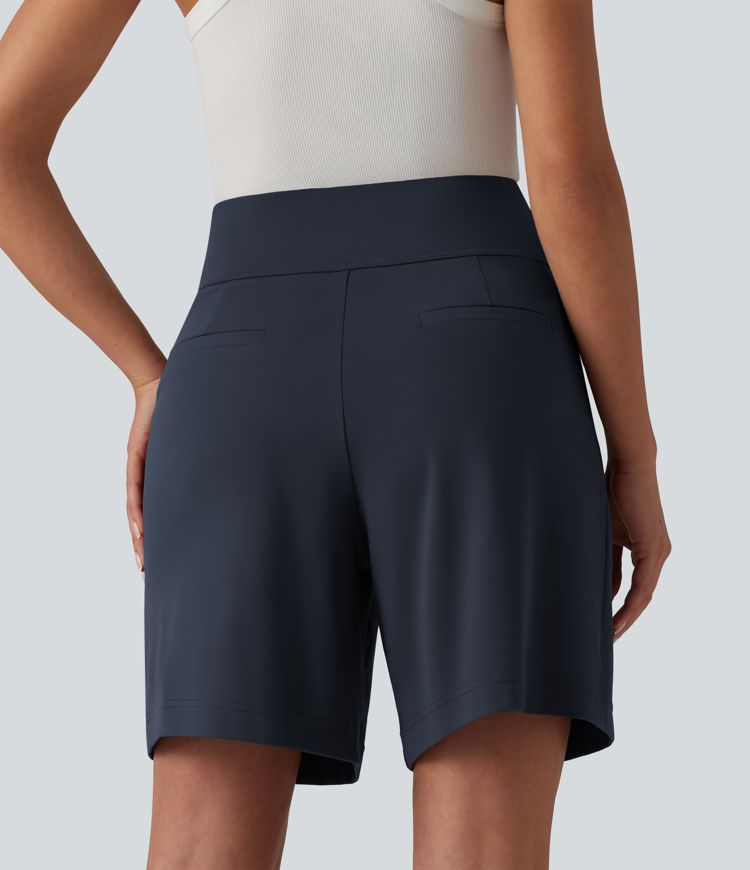 DayStretch High Waisted Work Baggy Shorts 7'' with Pockets