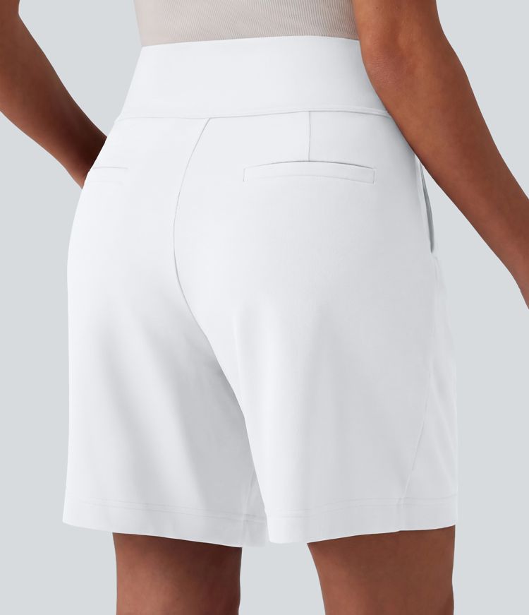 DayStretch High Waisted Work Baggy Shorts 7'' with Pockets