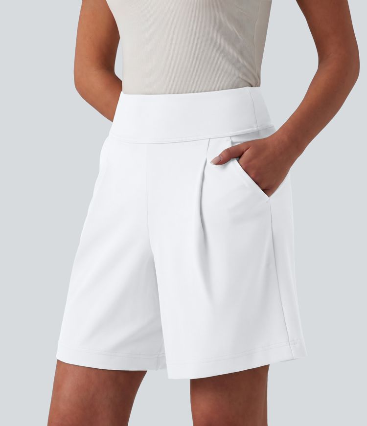 DayStretch High Waisted Work Baggy Shorts 7'' with Pockets