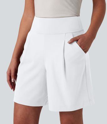 DayStretch High Waisted Work Baggy Shorts 7'' with Pockets