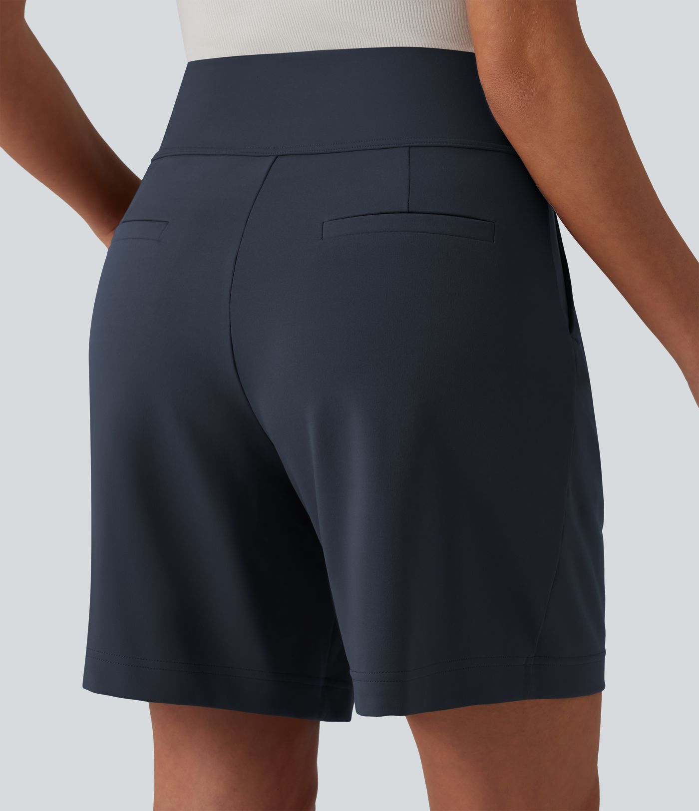 DayStretch High Waisted Work Baggy Shorts 7'' with Pockets