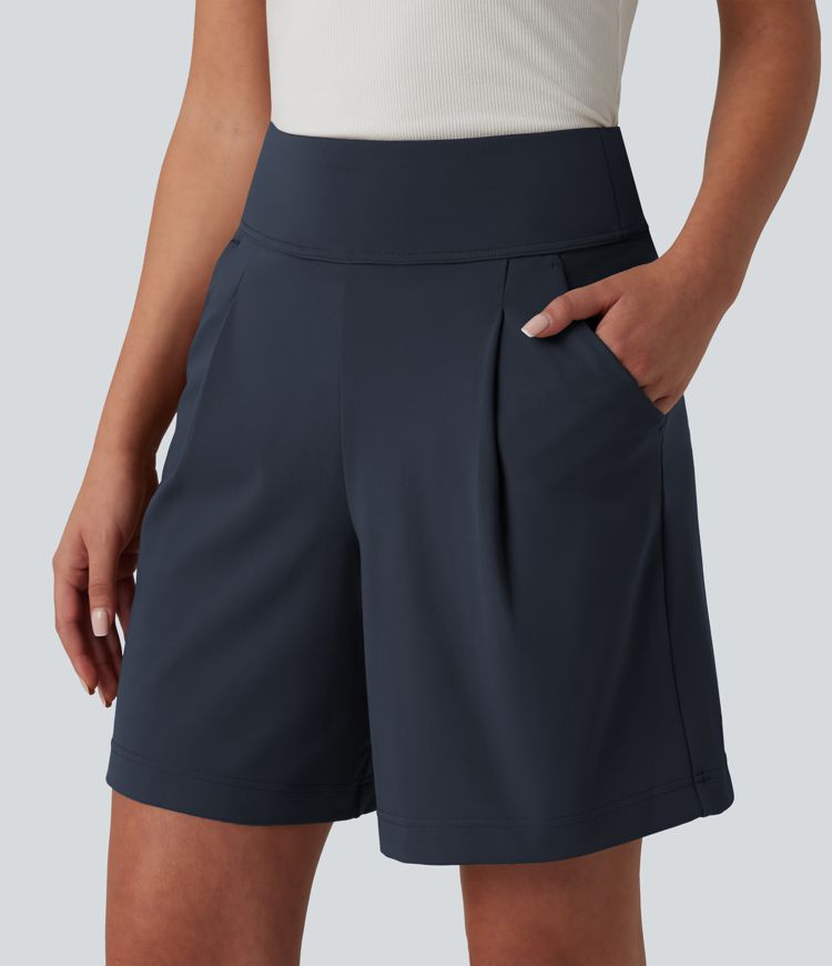 DayStretch High Waisted Work Baggy Shorts 7'' with Pockets