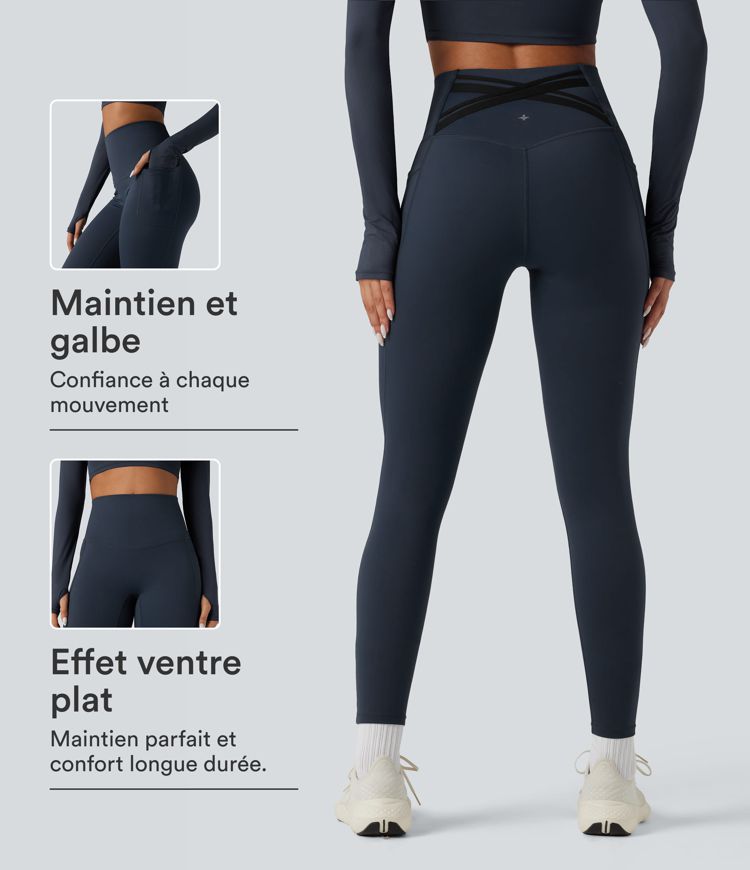Legging running polaire thermique gainant croisé dos taille haute Halara UltraSculpt™ Heat avec poches Legging running polaire thermique gainant croisé dos taille haute Halara UltraSculpt™ Heat avec poches