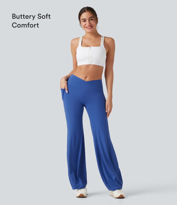 SoftlyZero™ Crossover High Waisted Dance Balloon Joggers with Pockets-UPF50+