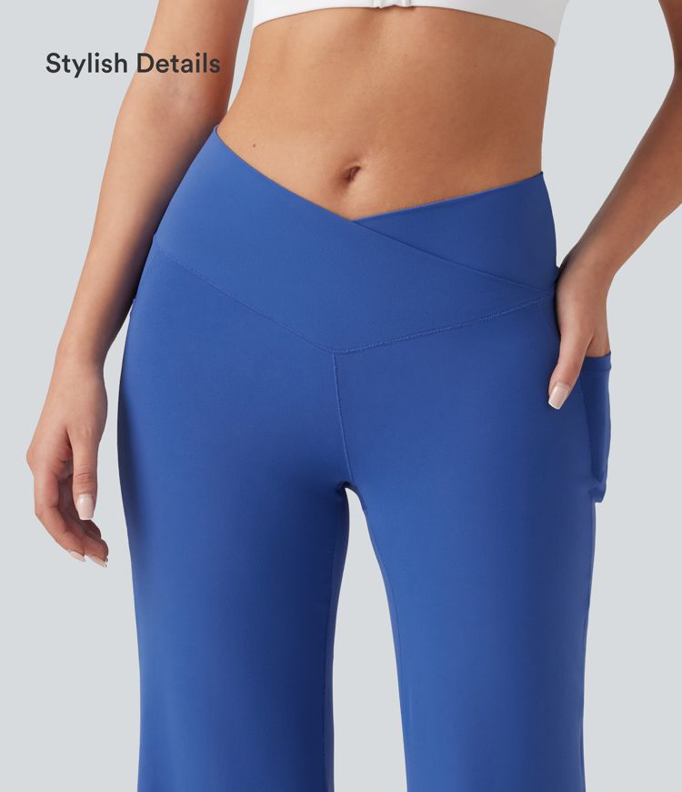 SoftlyZero™ Crossover High Waisted Dance Balloon Joggers with Pockets-UPF50+