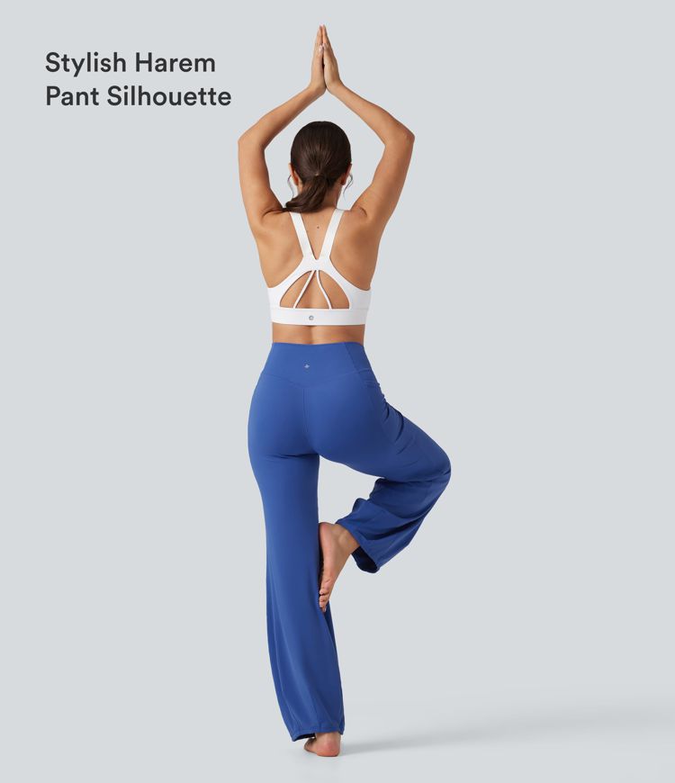 SoftlyZero™ Crossover High Waisted Dance Balloon Joggers with Pockets-UPF50+