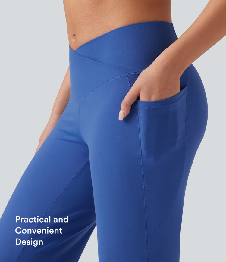 SoftlyZero™ Crossover High Waisted Dance Balloon Joggers with Pockets-UPF50+