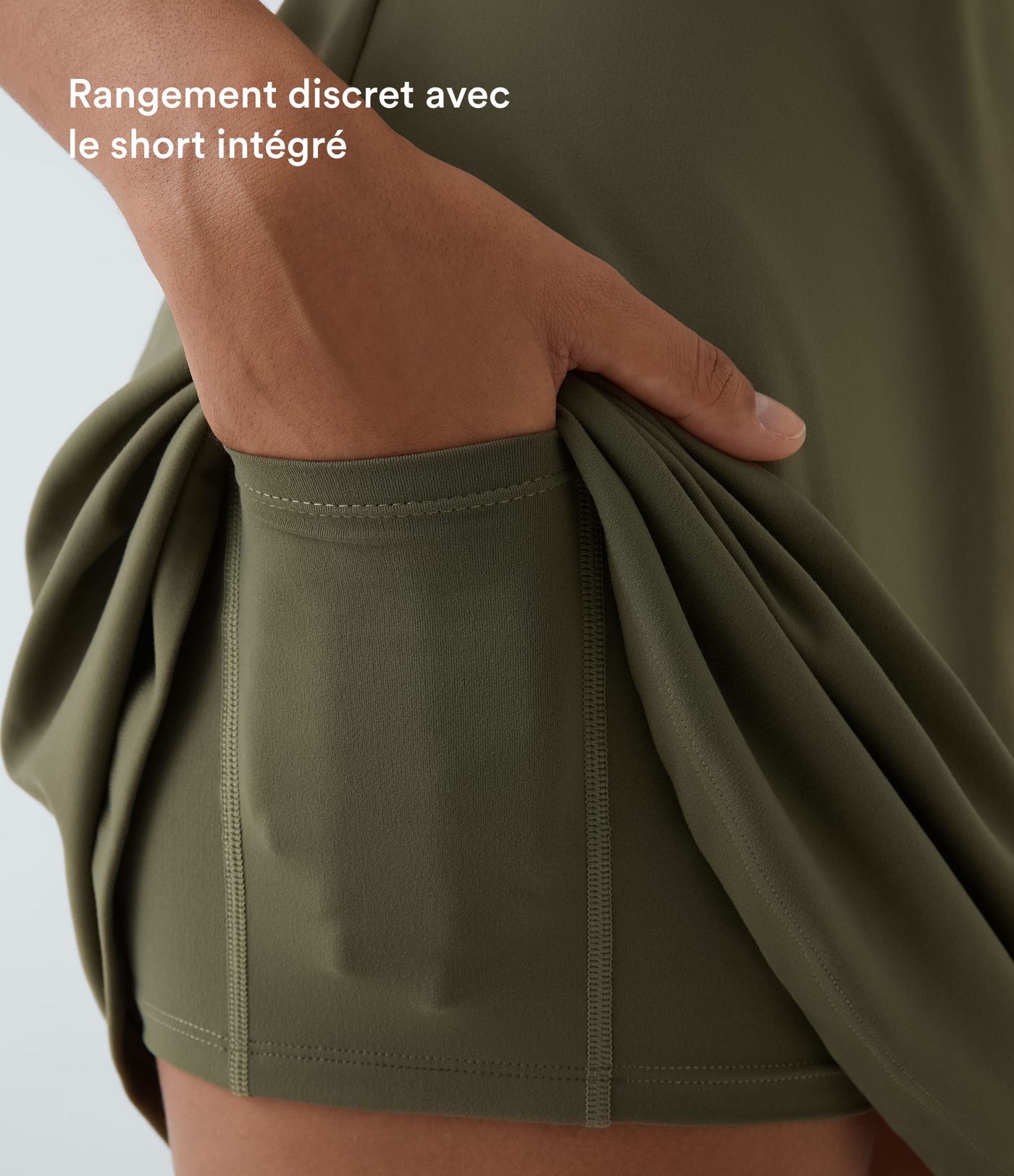 Robe de sport danse 2-pièces SoftlyZero™ Plush double bretelles caraco avec poche A-D