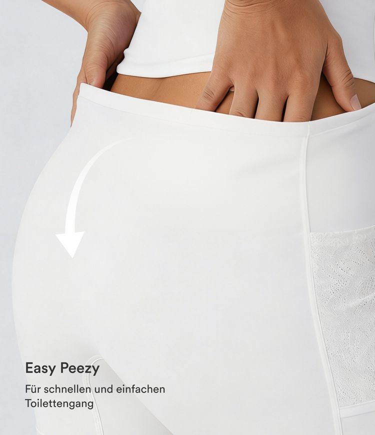 Gedrehtes, rückenfreies 2-in-1 Tanz-Minikleid aus Spitze mit Seitentaschen - Easy Peezy Gedrehtes, rückenfreies 2-in-1 Tanz-Minikleid aus Spitze mit Seitentaschen - Easy Peezy