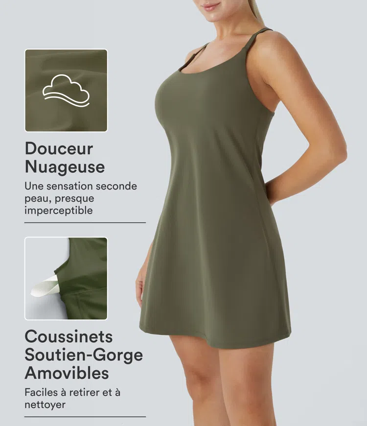 Grass Grey Green Robe de sport mini 2-en-1 SoftlyZero™ Plush avec poche E-G / 1