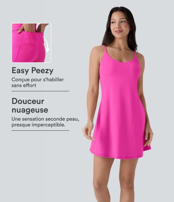 Softlyzero™ Plush Robe de danse courte dos nu avec short intégré - Version Easy Peasy