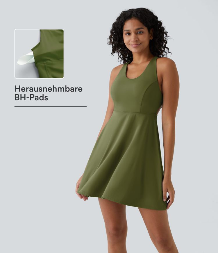 Rückenfreies, schlichtes, ausgestelltes, zweiteiliges Barre-Balletttanzkleid mit Schnürung-Venus