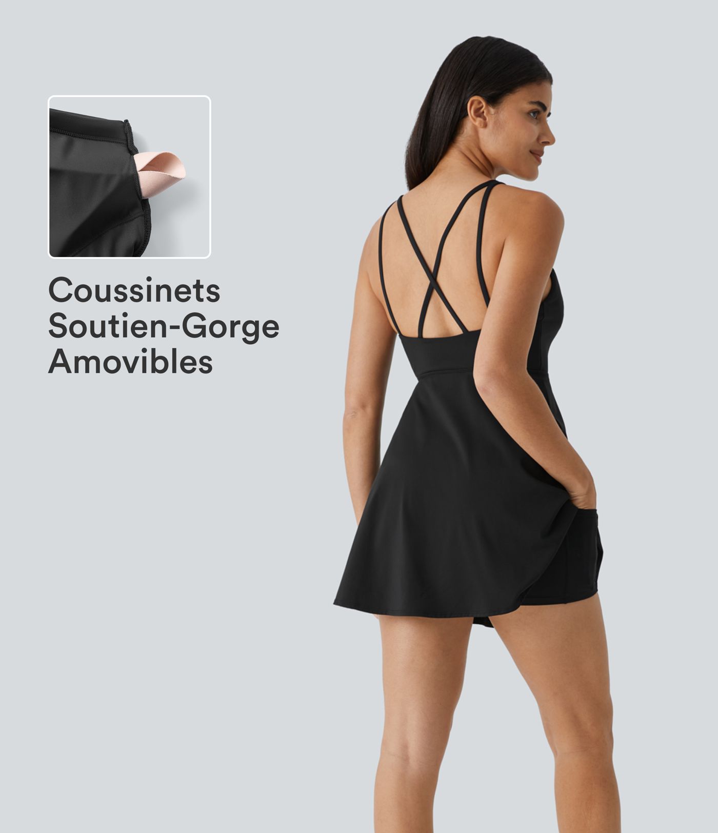 Softlyzero™ Plush Robe Sport Danse Dos Nu Croisé 2 Pièces avec Poche - UPF50+