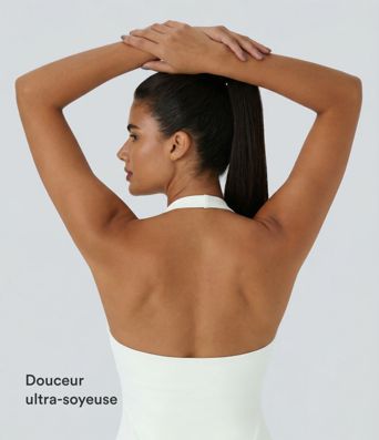 Softlyzero™ Plush Robe Sport Mini 2-en-1 à Poches Dos Nu et Col Halter