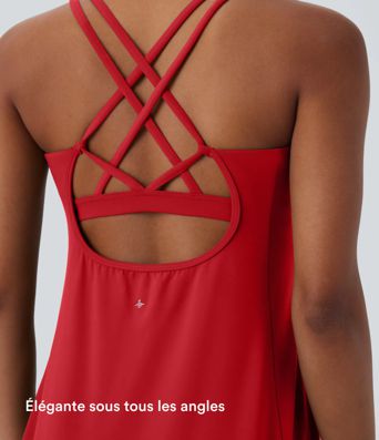 Robe de sport yoga mini 2-pièces SoftlyZero™ Plush à découpes avec poche A-C
