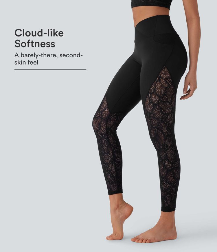 パンツ draw drawers Lace Leggings OGLCCG Women's Sheer Mesh Leggings High Waisted Lace Patchwork