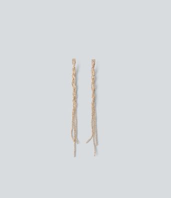 Copper Glass Gemstone Long Earrings