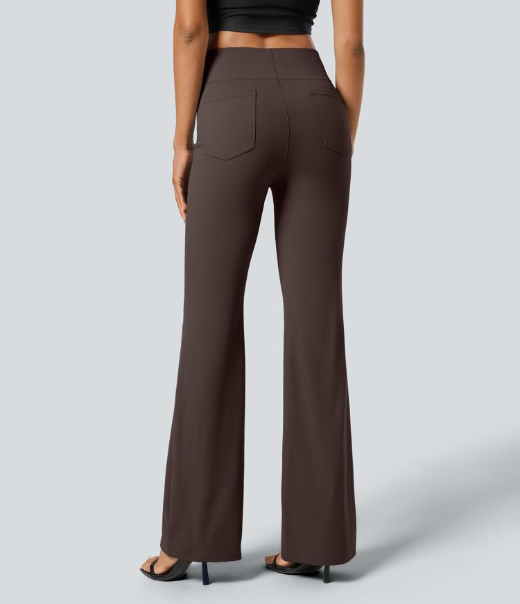 Pantalon tailleur légèrement évasé taille haute avec poches arrière Halara Flex™