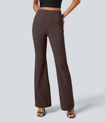 Pantalon tailleur légèrement évasé taille haute avec poches arrière Halara Flex™