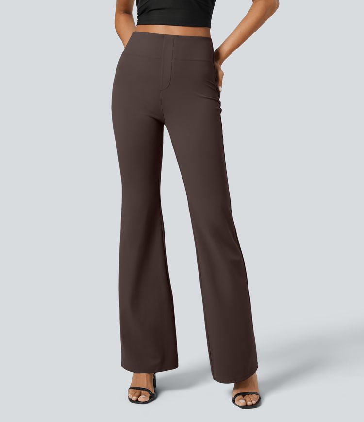 Pantalon tailleur légèrement évasé taille haute avec poches arrière Halara Flex™