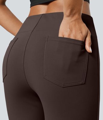 Pantalon tailleur légèrement évasé taille haute avec poches arrière Halara Flex™
