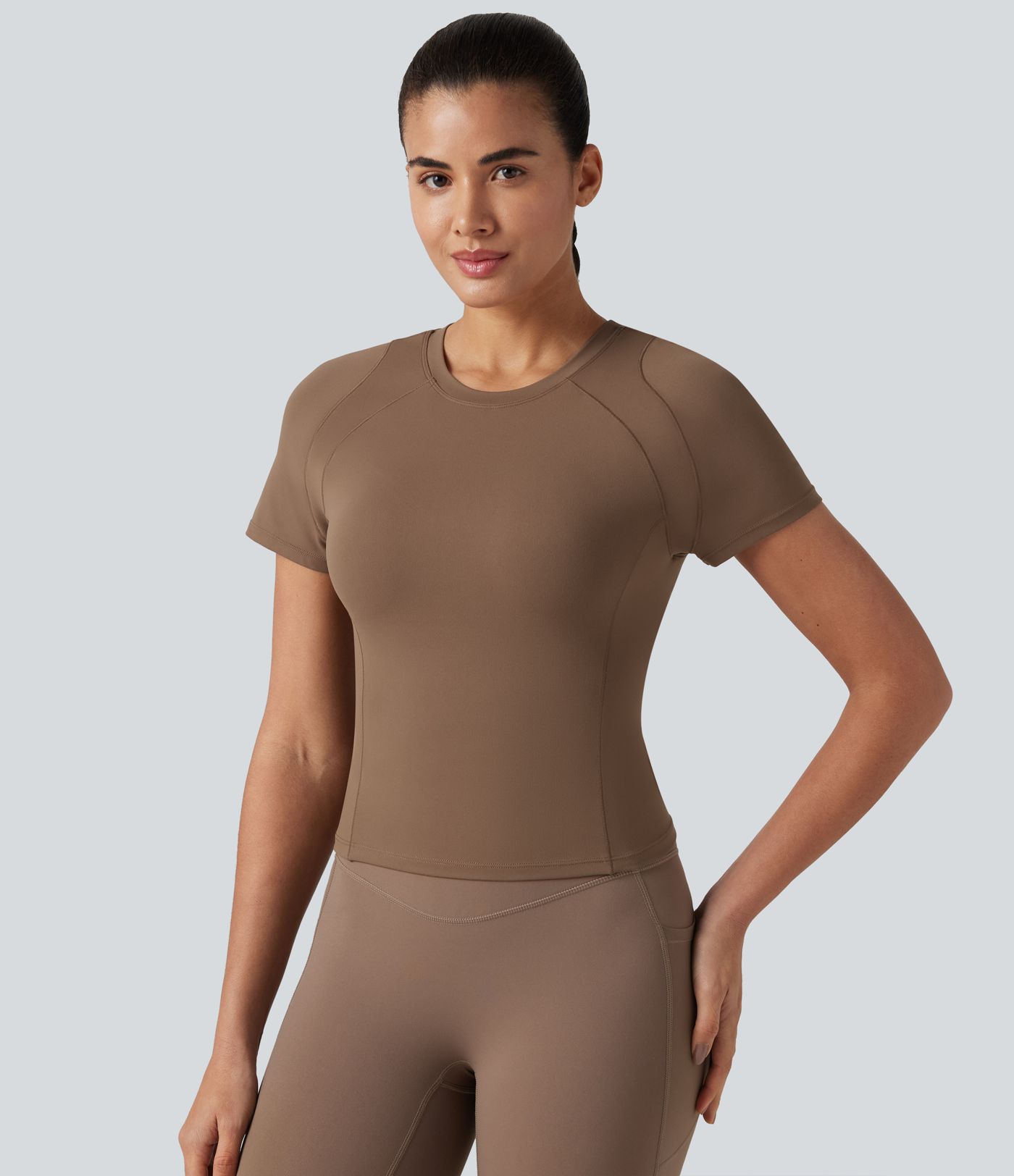 Softlyzero™ Round Neck Short Sleeve Built-in Bra Workout Sports Top-UPF50+