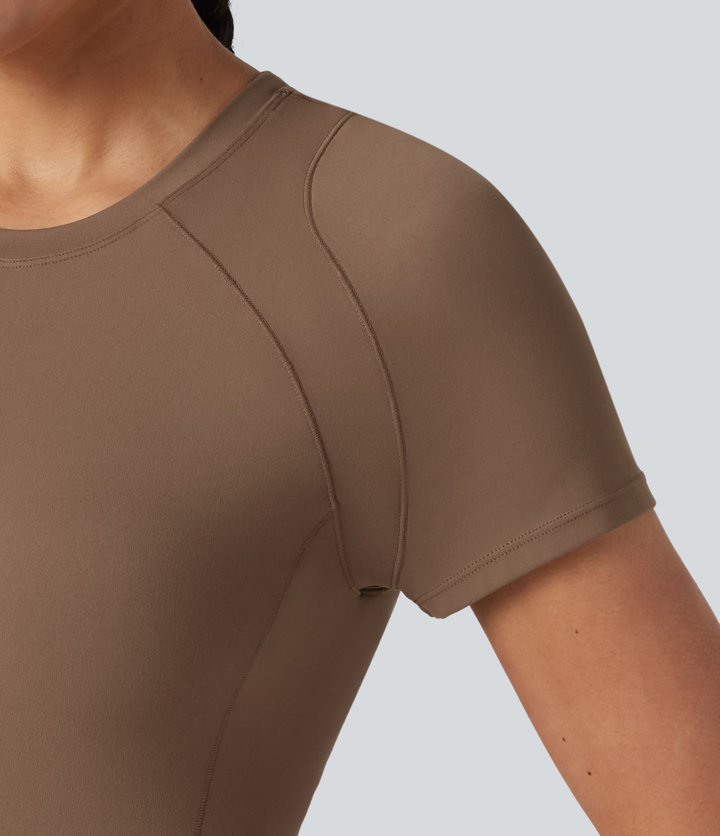 Softlyzero™ Round Neck Short Sleeve Built-in Bra Workout Sports Top-UPF50+