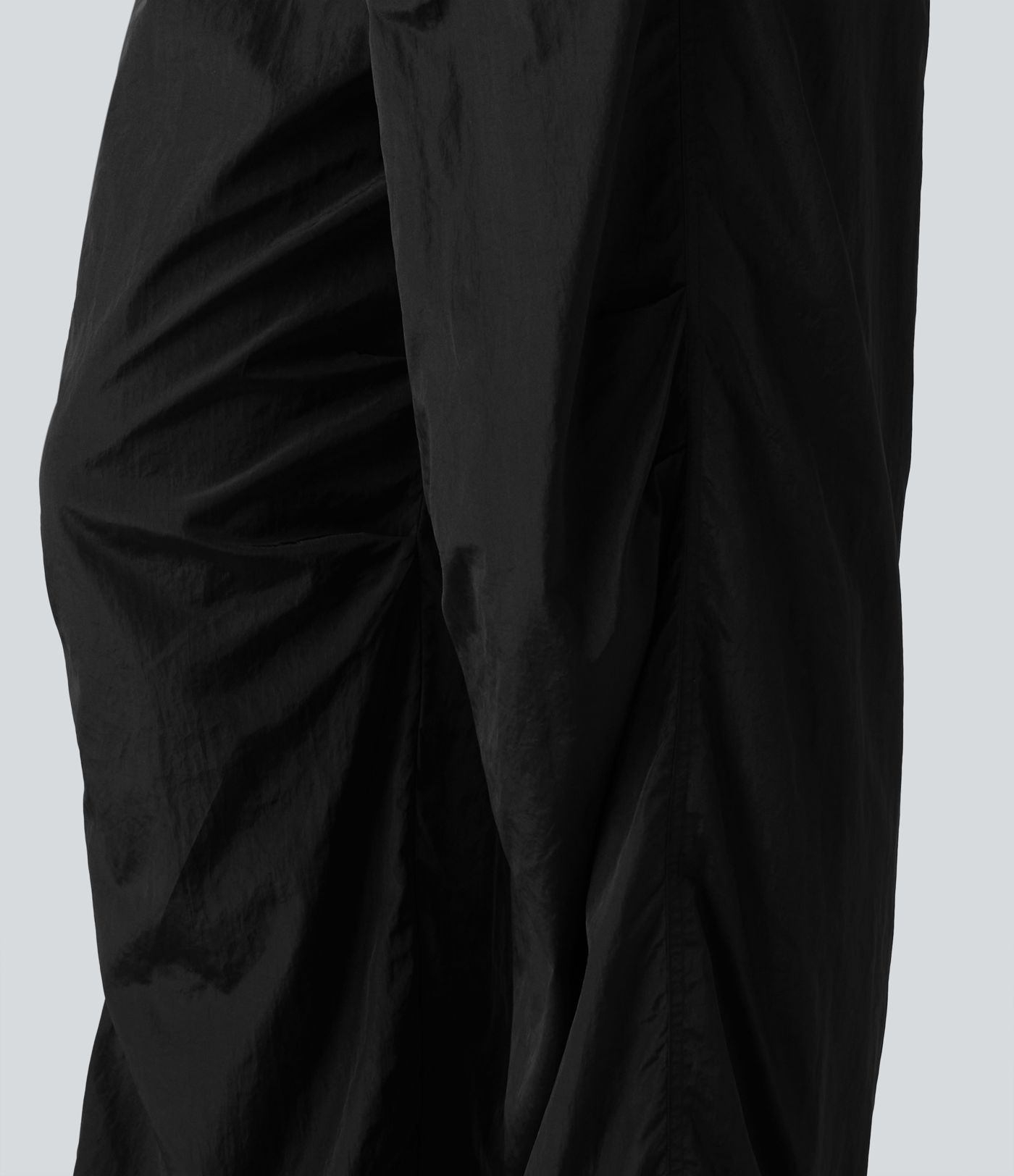 High Waisted Drawstring Ruched Hiking Cargo Baggy Pants with Pockets