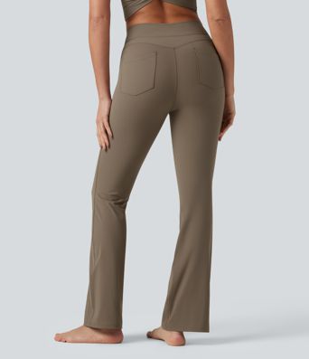 Halara UltraSculpt™ Rippstrick-Yoga-Leggings mit hohem Bund, überkreuztem Saum und Taschen