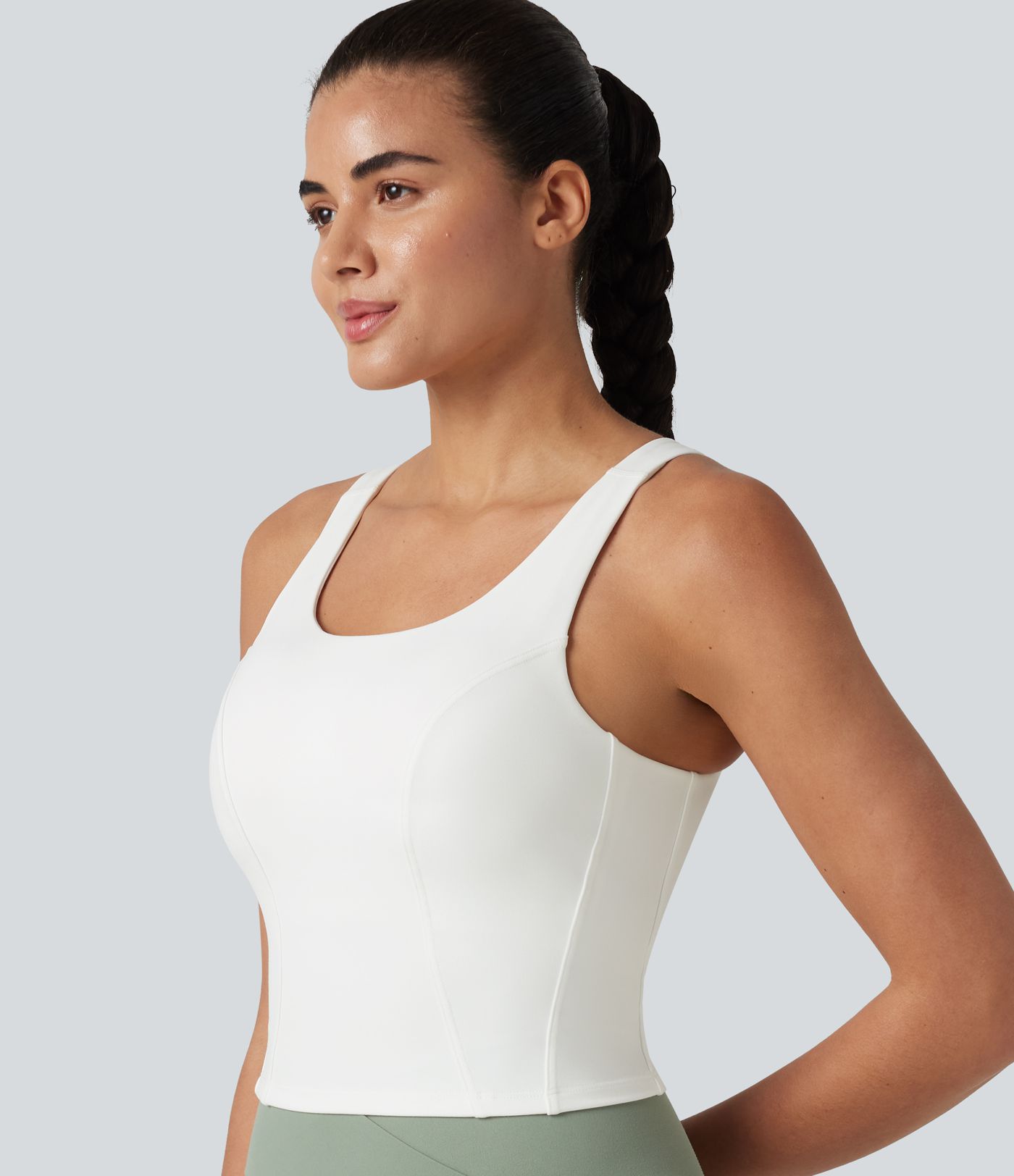 Tanktop mit U-Ausschnitt, integriertem BH und atmungsaktivem Kontrast-Mesh