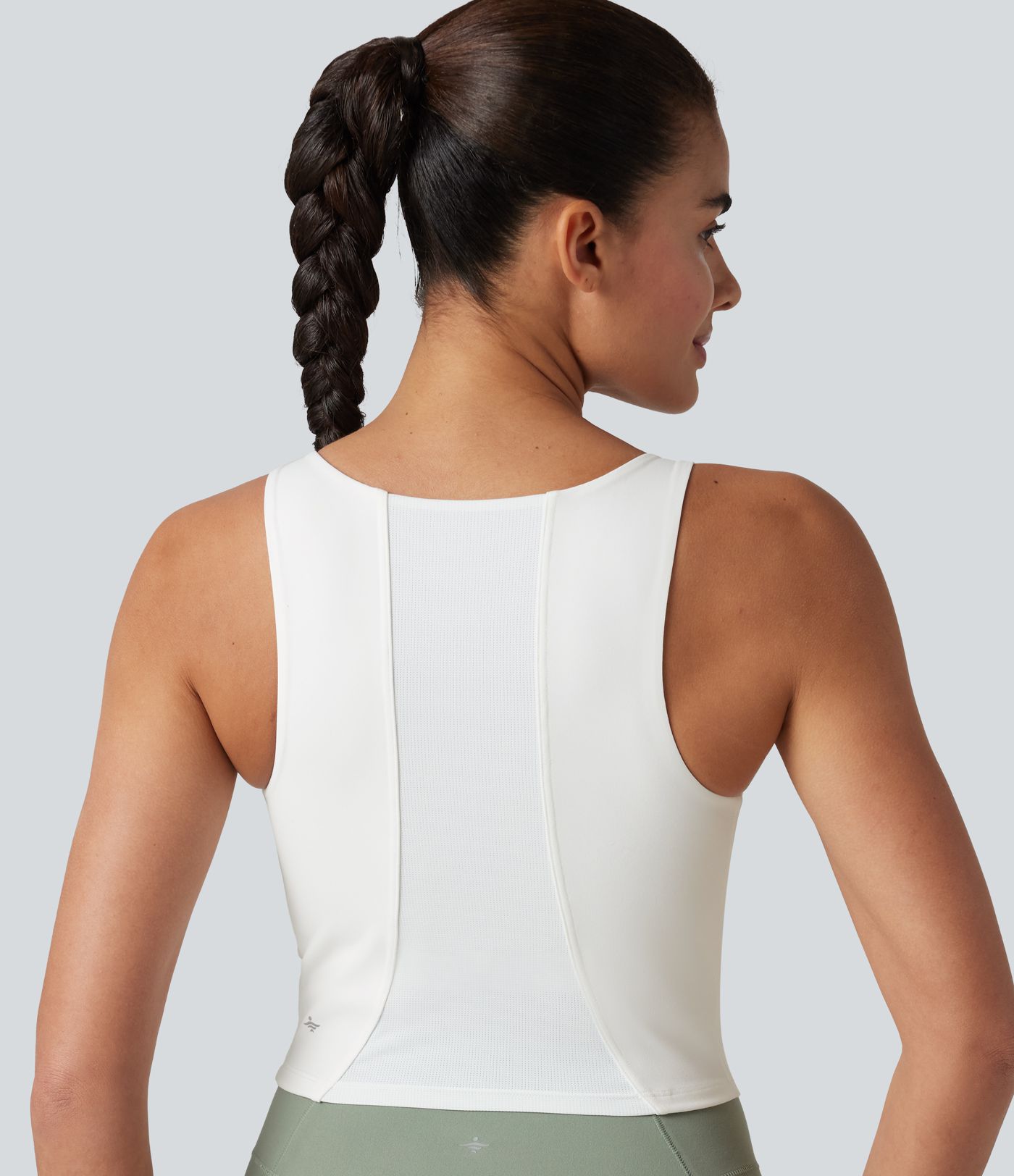 Tanktop mit U-Ausschnitt, integriertem BH und atmungsaktivem Kontrast-Mesh