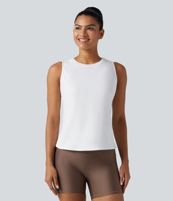 Débardeur de yoga chiné à ourlet croisé avec découpe