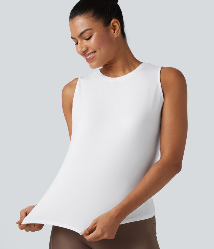 Débardeur de yoga chiné à ourlet croisé avec découpe