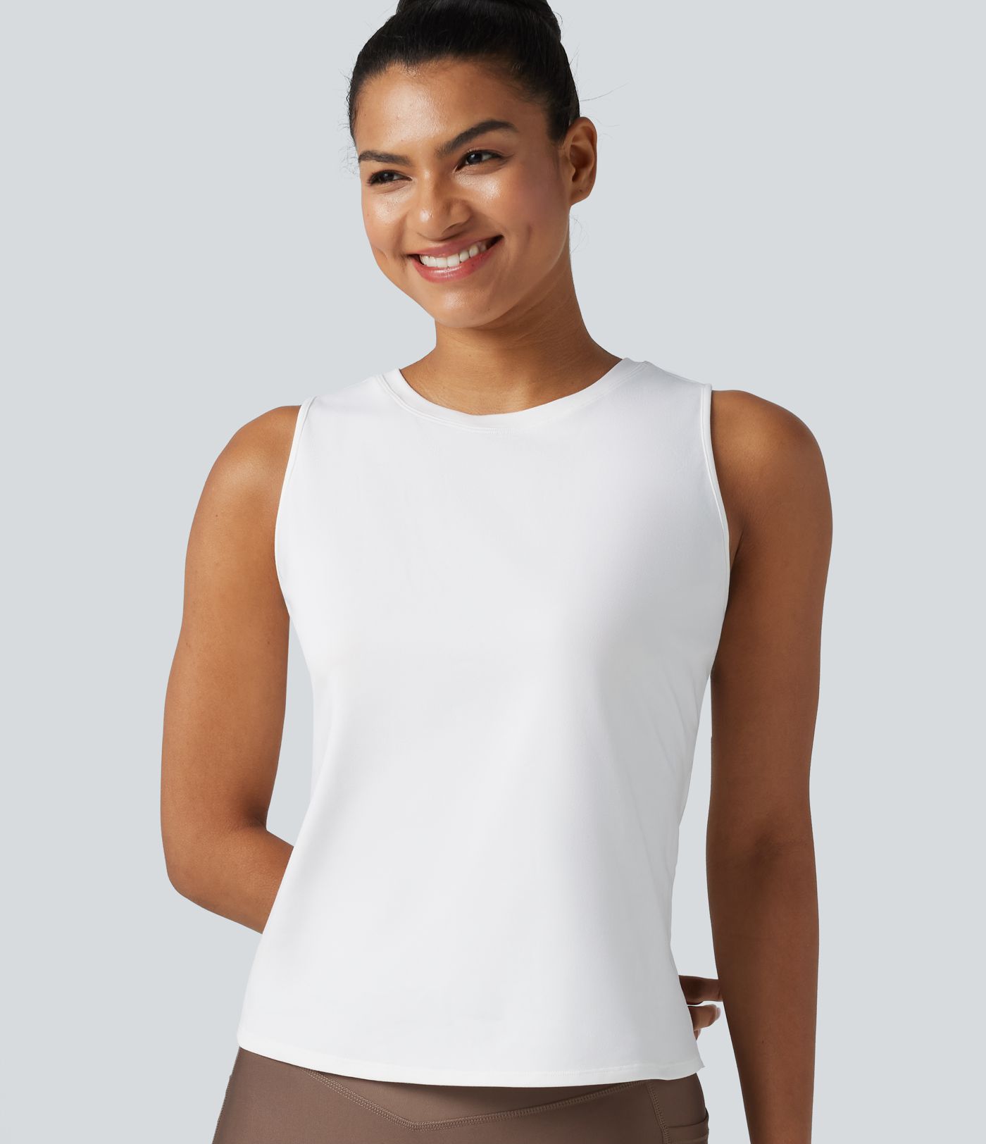 Débardeur de yoga chiné à ourlet croisé avec découpe