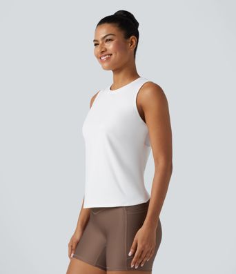 Débardeur de yoga chiné à ourlet croisé avec découpe