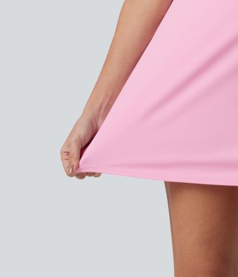 SoftlyZero™ Airy Round Neck Sleeveless 2-in-1 Cool Touch Mini Yoga Active Dress with Pockets-Easy Peezy