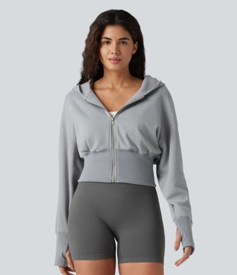 Hooded Raglan Long Sleeve Thumb Hole Casual Sweatshirt