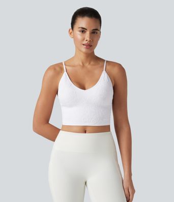 Débardeur de yoga court OneForm Seamless Flow à motif jacquard avec soutien-gorge intégré
