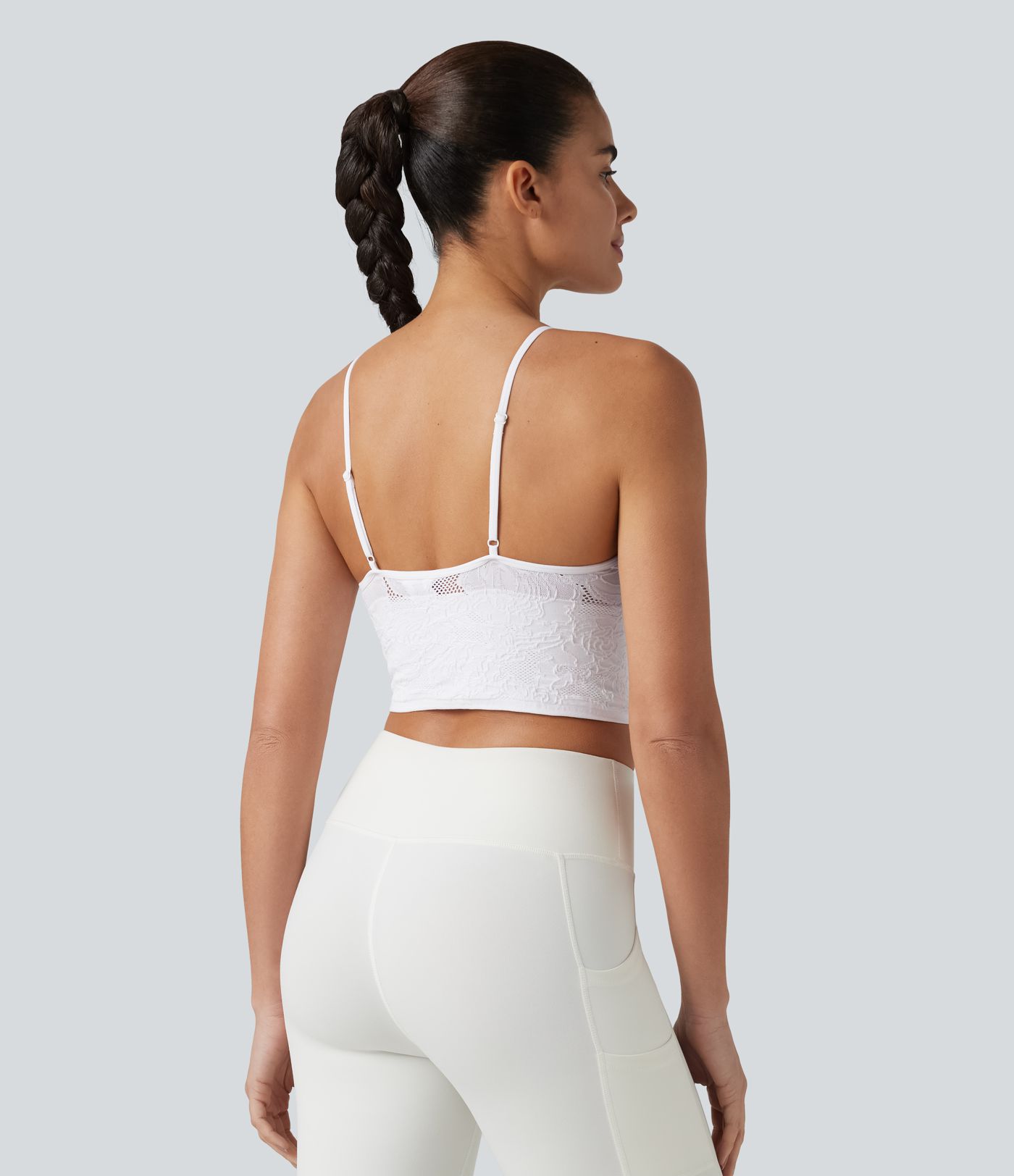 Débardeur de yoga court OneForm Seamless Flow à motif jacquard avec soutien-gorge intégré