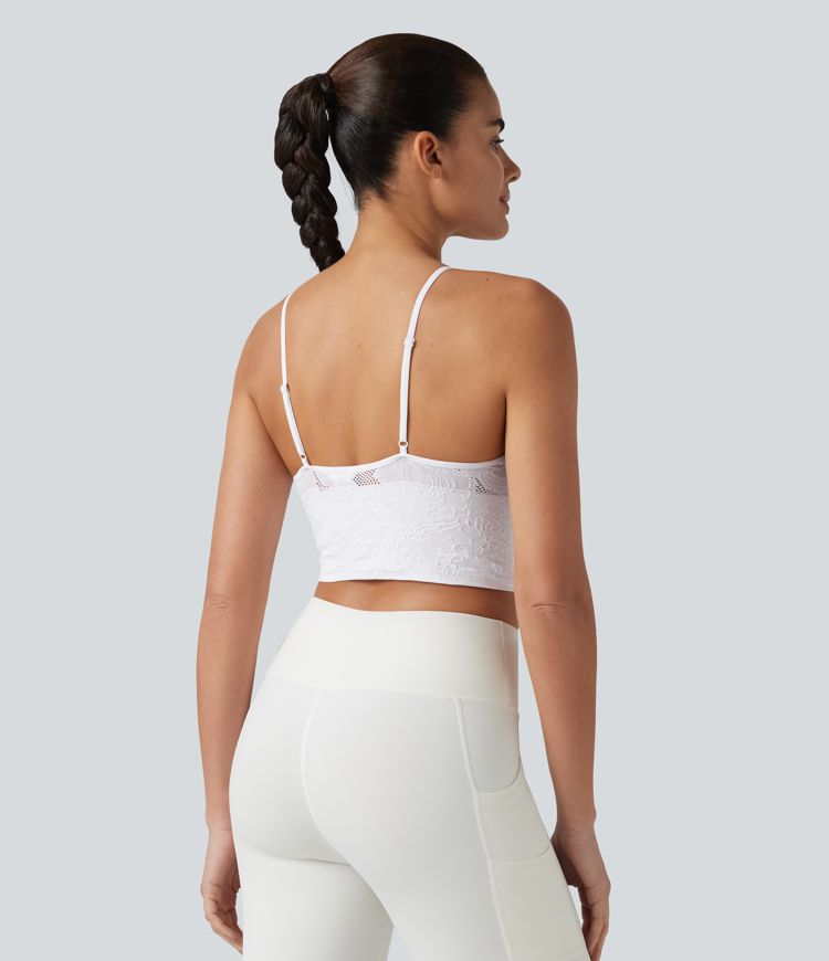 Débardeur de yoga court OneForm Seamless Flow à motif jacquard avec soutien-gorge intégré