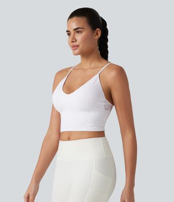 Débardeur de yoga court OneForm Seamless Flow à motif jacquard avec soutien-gorge intégré