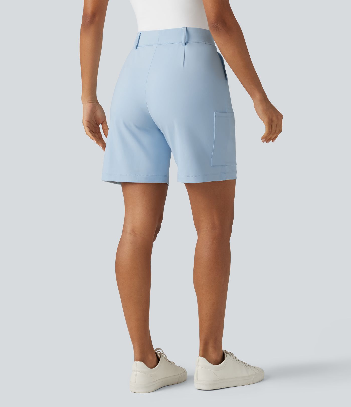 DayStretch - Plissierte Baggy-Büro-Shorts mit hohem Bund und mehreren Taschen